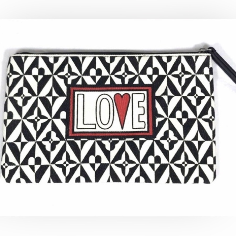 Authentic BRIGHTON Black and White LOVE jewelry/makeup bag NWOT - Picture 7 of 10